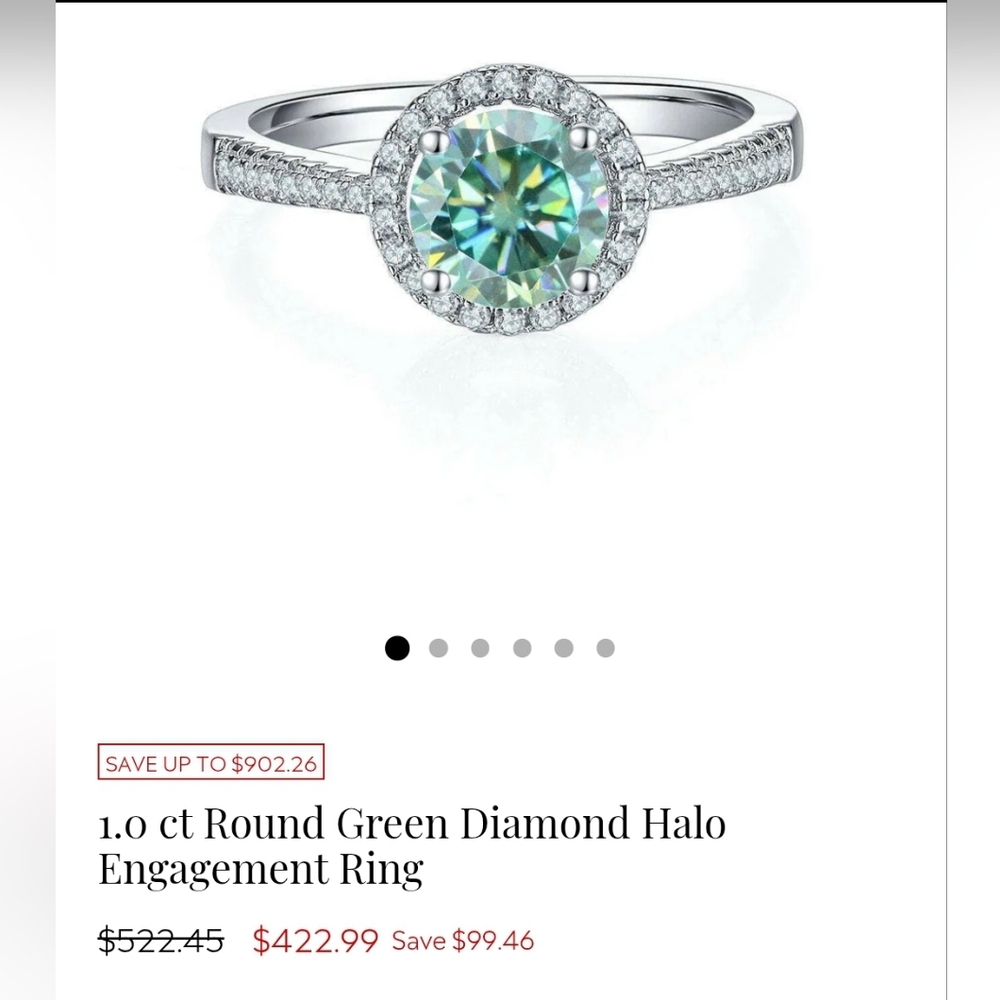 Certified GRA Green Moissanite Ring 18k White Gold over Sterling Silver … - Picture 14 of 14